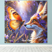 Fantasy Niedlich Butterfly Fox Blume Leinwanddruck (Insitu (Holzboden))