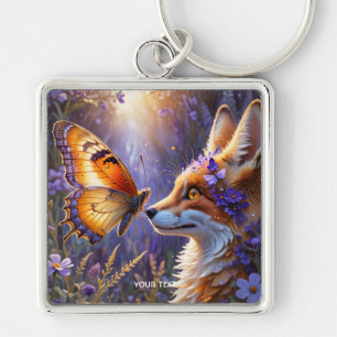 Fantasy Niedlich Butterfly Fox Blume Schlüsselanhänger