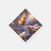 Fantasy Niedlich Butterfly Fox Blume Serviette (Ecke)