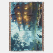 Fantasy Niedlich Cabin Lake Crocodile Decke (Vorderseite Vertikal)