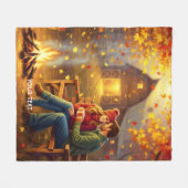 Fantasy Niedlich Campfire Datum Land Fleecedecke (Vorderseite (Horizontal))