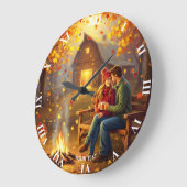 Fantasy Niedlich Campfire Datum Land Große Wanduhr (Winkel)