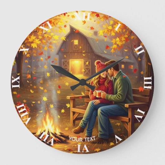 Fantasy Niedlich Campfire Datum Land Große Wanduhr (Vorderseite)