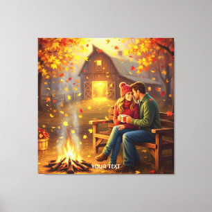 Fantasy Niedlich Campfire Datum Land Leinwanddruck