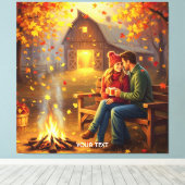Fantasy Niedlich Campfire Datum Land Leinwanddruck (Insitu (Holzboden))