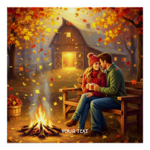 Fantasy Niedlich Campfire Datum Land Poster