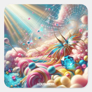 Fantasy Niedlich Candy Web Light Quadratischer Aufkleber