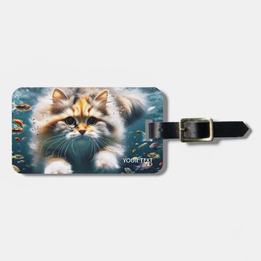 Fantasy Niedlich Cat Baden Unterwasser Gepäckanhänger (Vorderseite horizontal)