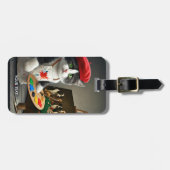 Fantasy Niedlich Cat Beret Malerei Gepäckanhänger (Vorderseite horizontal)