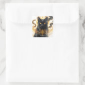 Fantasy Niedlich Cat Black Smoke Quadratischer Aufkleber (Tasche)