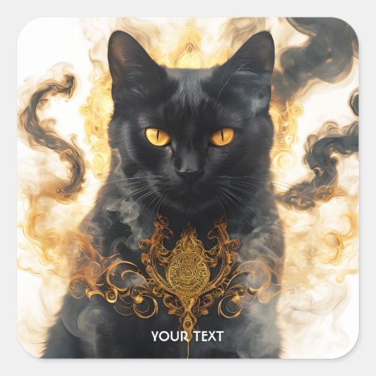 Fantasy Niedlich Cat Black Smoke Quadratischer Aufkleber (Vorderseite)