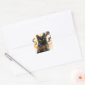 Fantasy Niedlich Cat Black Smoke Quadratischer Aufkleber (Umschlag)