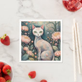 Fantasy Niedlich Cat Blume Wald Serviette (Beispiel)