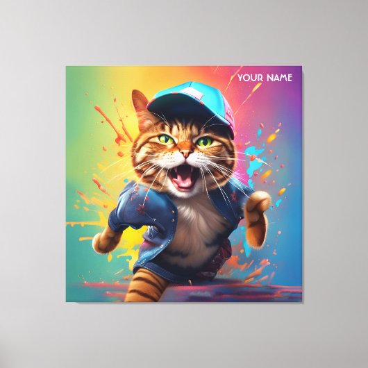 Fantasy Niedlich Cat Dancing Angesagt-Pop Leinwanddruck (Vorderseite)