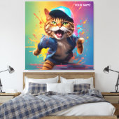 Fantasy Niedlich Cat Dancing Angesagt-Pop Leinwanddruck (Insitu (Schlafzimmer))