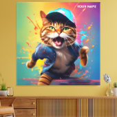 Fantasy Niedlich Cat Dancing Angesagt-Pop Leinwanddruck (Insitu (Wohnzimmer))
