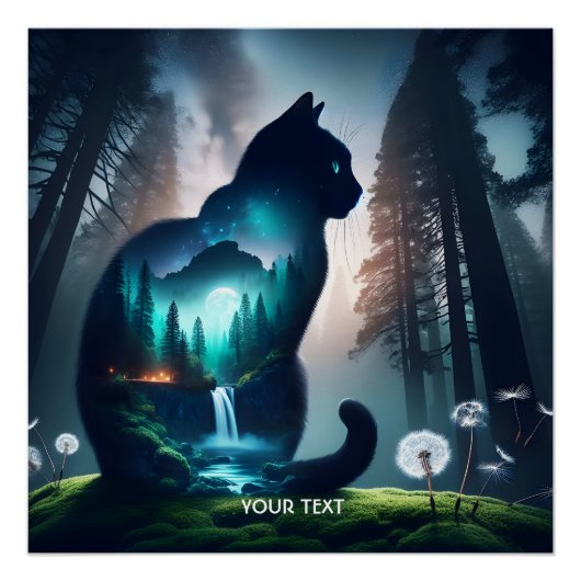 Fantasy Niedlich Cat Double Exposition Poster (Vorderseite)