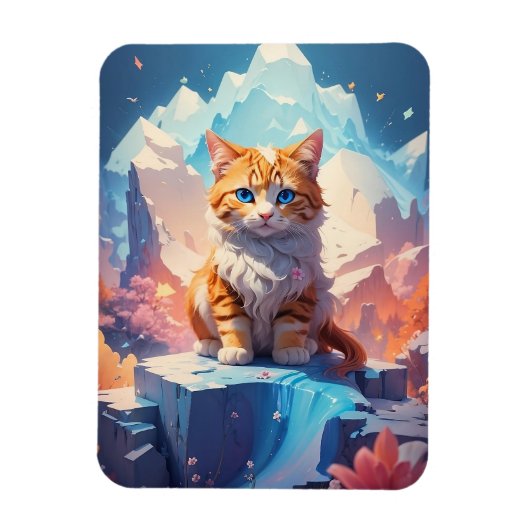 Fantasy Niedlich Cat Fire and Ice Art Magnet (Vertikal)