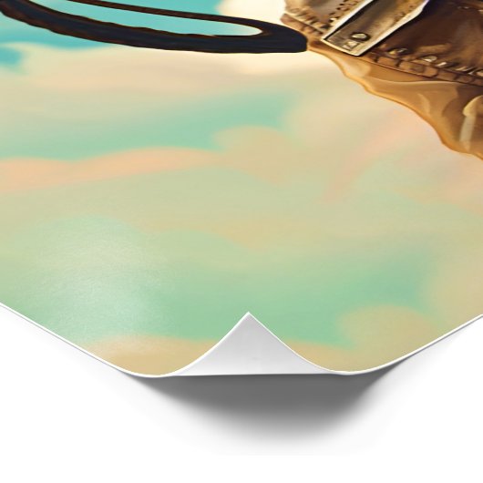 Fantasy Niedlich Cat Flying Airplane Poster (Ecke)