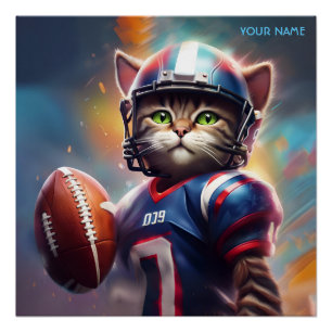 Fantasy Niedlich Cat Football Uniform Poster