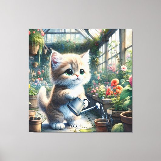 Fantasy Niedlich Cat Garden Blume Leinwanddruck (Vorderseite)