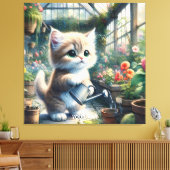 Fantasy Niedlich Cat Garden Blume Leinwanddruck (Insitu (Wohnzimmer))