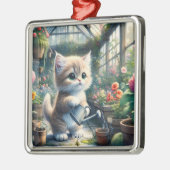 Fantasy Niedlich Cat Garden Blume Ornament Aus Metall (Links)