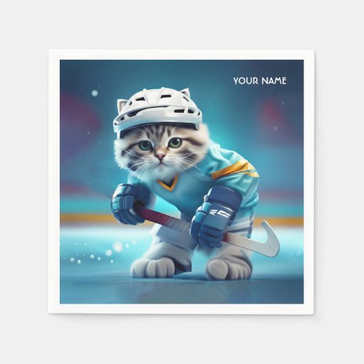 Fantasy Niedlich Cat Hockey Uniform Serviette (Vorderseite)