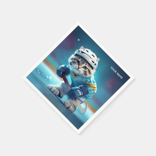 Fantasy Niedlich Cat Hockey Uniform Serviette (Ecke)