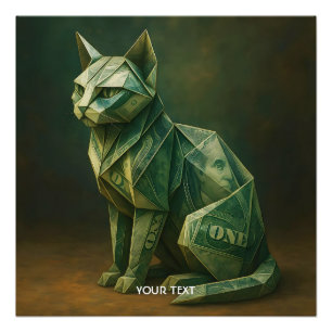Fantasy Niedlich Cat Money Origami Poster