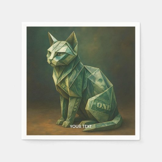 Fantasy Niedlich Cat Money Origami Serviette (Vorderseite)
