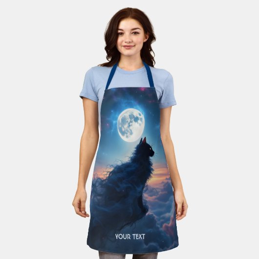 Fantasy Niedlich Cat Moon Wolken Schürze (Getragen)