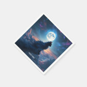 Fantasy Niedlich Cat Moon Wolken Serviette (Ecke)