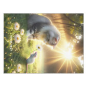 Fantasy Niedlich Cat Mouse Blume Tischdecke (Vorderseite (Horizontal))
