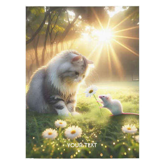 Fantasy Niedlich Cat Mouse Blume Tischdecke (Vorderseite)