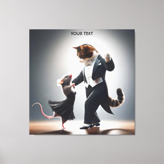 Fantasy Niedlich Cat Mouse Tango Leinwanddruck (Vorderseite)