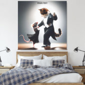 Fantasy Niedlich Cat Mouse Tango Leinwanddruck (Insitu (Schlafzimmer))