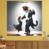 Fantasy Niedlich Cat Mouse Tango Leinwanddruck (Insitu (Wohnzimmer))