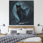 Fantasy Niedlich Cat Night Black Leinwanddruck (Insitu (Schlafzimmer))