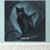 Fantasy Niedlich Cat Night Black Leinwanddruck (Insitu (Holzboden))