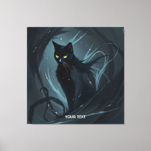 Fantasy Niedlich Cat Night Black Leinwanddruck