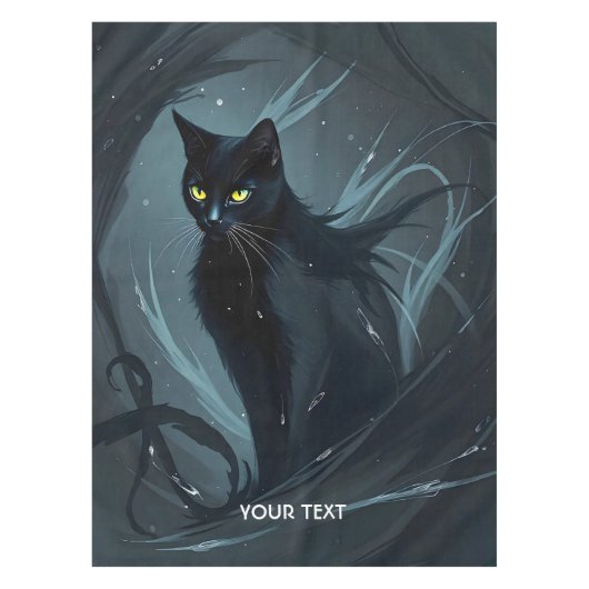 Fantasy Niedlich Cat Night Black Tischdecke (Vorderseite)