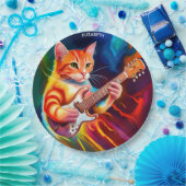 Fantasy Niedlich Cat Playing Gitarre Pappteller (Party)