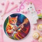 Fantasy Niedlich Cat Playing Gitarre Pappteller (Party)