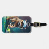 Fantasy Niedlich Cat Playing Tennis Gepäckanhänger (Vorderseite horizontal)