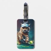 Fantasy Niedlich Cat Playing Tennis Gepäckanhänger (Rückseite vertikal)