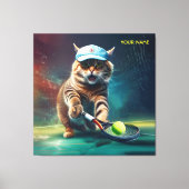 Fantasy Niedlich Cat Playing Tennis Leinwanddruck (Vorderseite)