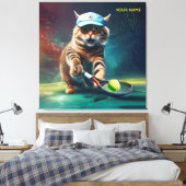 Fantasy Niedlich Cat Playing Tennis Leinwanddruck (Insitu (Schlafzimmer))