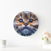Fantasy Niedlich Cat Snow Snowflake Große Wanduhr (Zuhause)