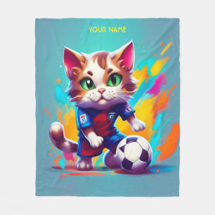 Fantasy Niedlich Cat Soccer Football Fleecedecke